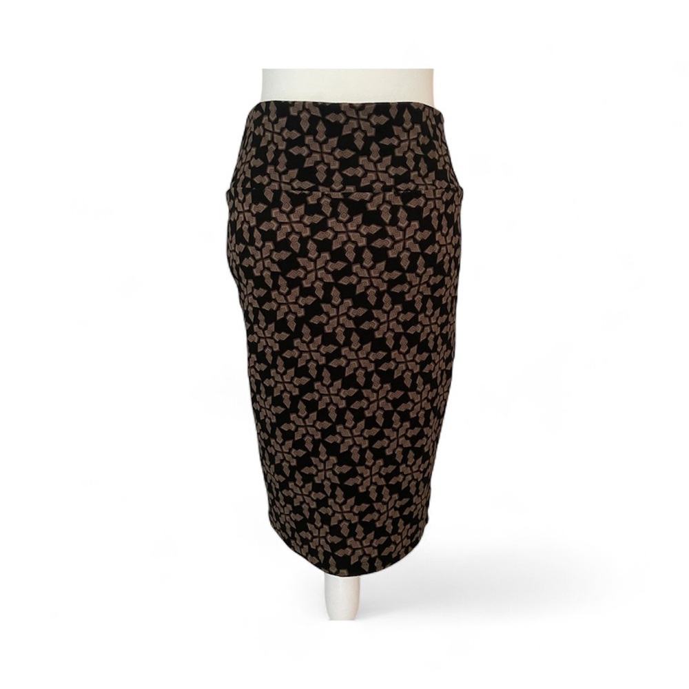 LuLaRoe Geometric Floral Pencil Skirt Black and Brown Women’s S